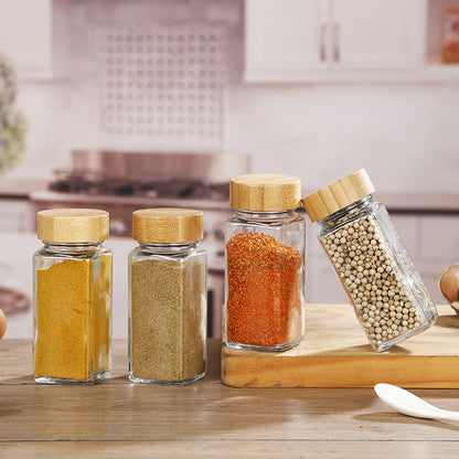 12Pcs / 24Pcs Glass Spice Jars with Bamboo Lids