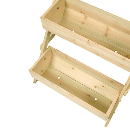3-Tier Wooden Planter Box with Drainage Holes