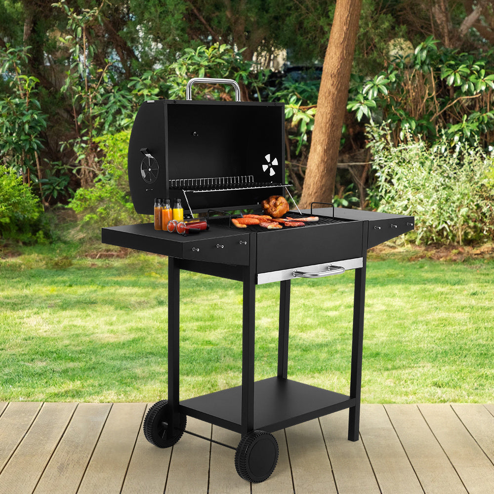 Black Steel Outdoor Garden Charcoal Grill