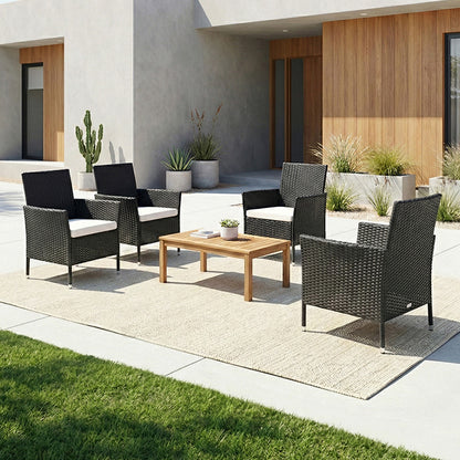 Set of 4 Rattan Chairs Garden Furniture