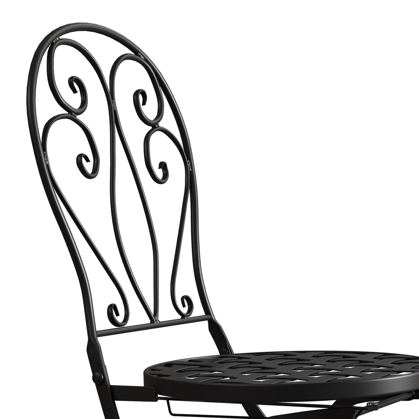 3 Piece Black Aluminium Garden Bistro Set with Mosaic Table Top