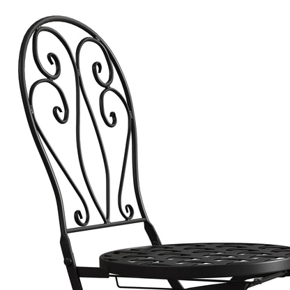 3 Piece Black Aluminium Garden Bistro Set with Mosaic Table Top