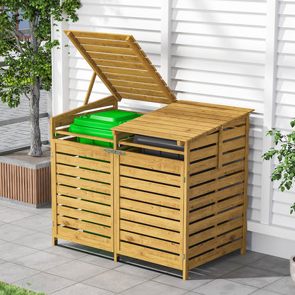 Outdoor Spruce Wood Trash Can Storage Shed
