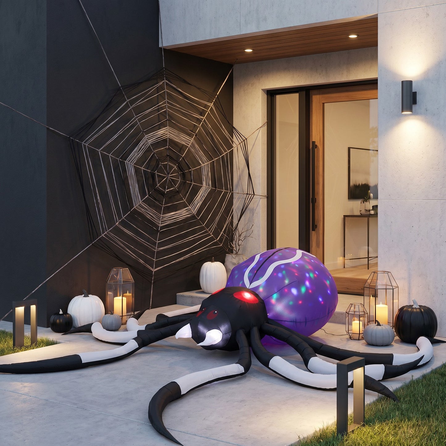 11 FT Halloween Inflatable Giant Spider with Built-in LED Lights