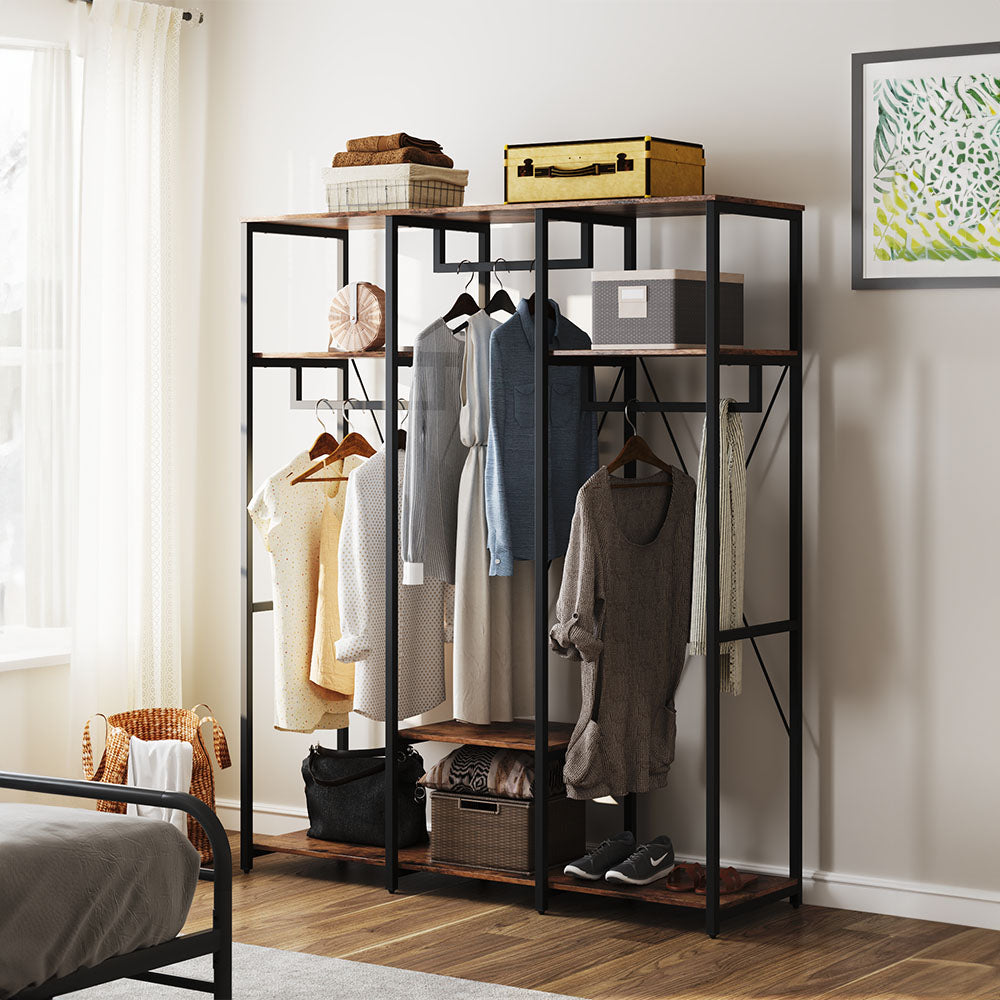 Large Freestanding Clothing Rack with Storage Shelves