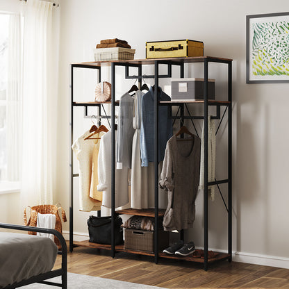 Large Freestanding Clothing Rack with Storage Shelves