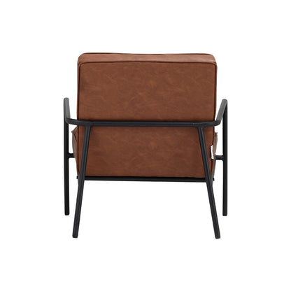 Leisure Soft PU Leather Cushioned Accent Armchair with Metal Frame