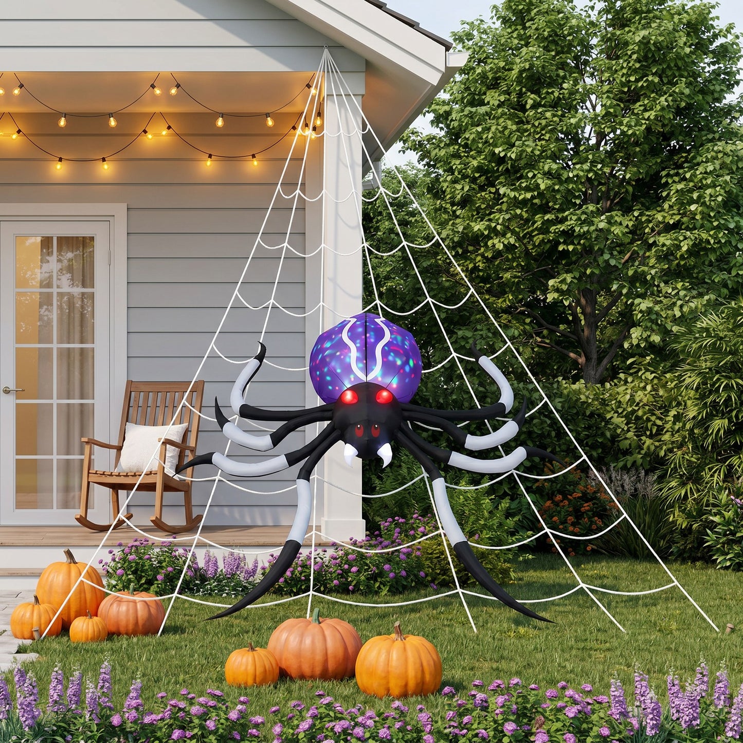 11 FT Halloween Inflatable Giant Spider with Built-in LED Lights
