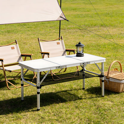 Adjustable Height Folding Camping Table with Carrying Handle