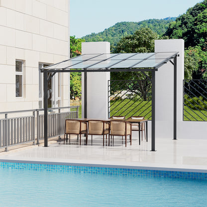 3 x 3M Wall Mounted Canopy Gazebo Polycarbonate Roof Patio Shelter