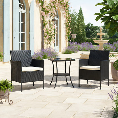 3-Piece PE Rattan Wicker Garden Furniture Bistro Set