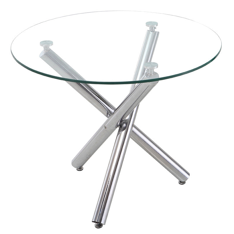 Tempered Glass Crossover Round Dining Table