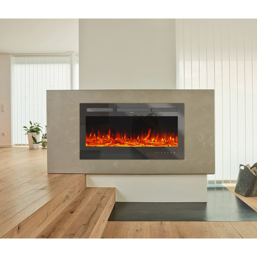 Insert/Wall Mounted Electric Fireplace Adjustable Flame with Remote