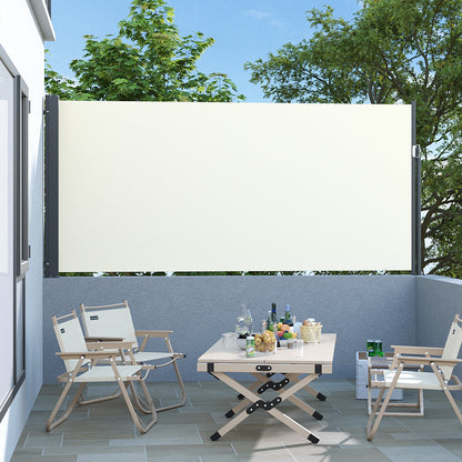 Outdoor Retractable Privacy Side Awning - Beige