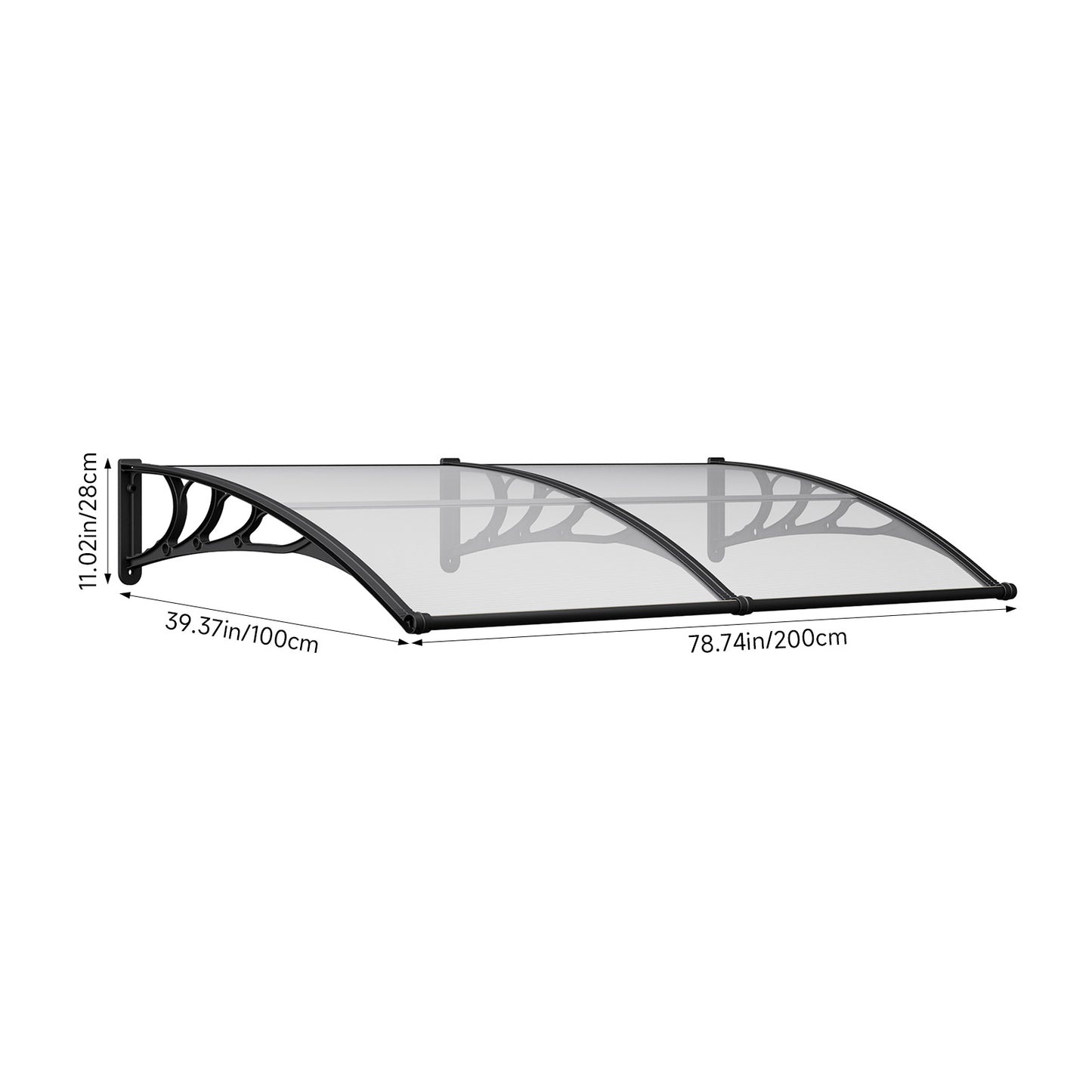 Transparent Outdoor Door Canopy Window Awning with Drainage Channel