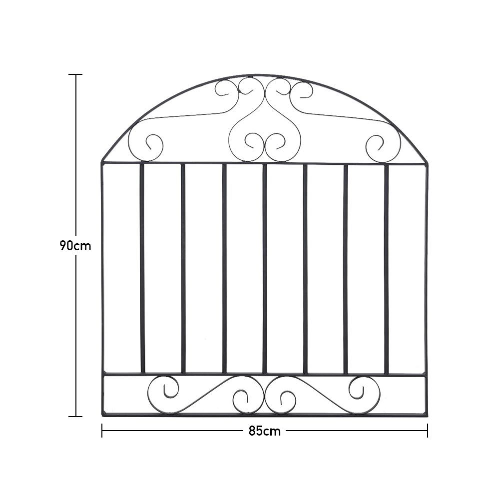 Black Metal Wrought Iron Garden Gate Heavy Duty with Fittings Bolts