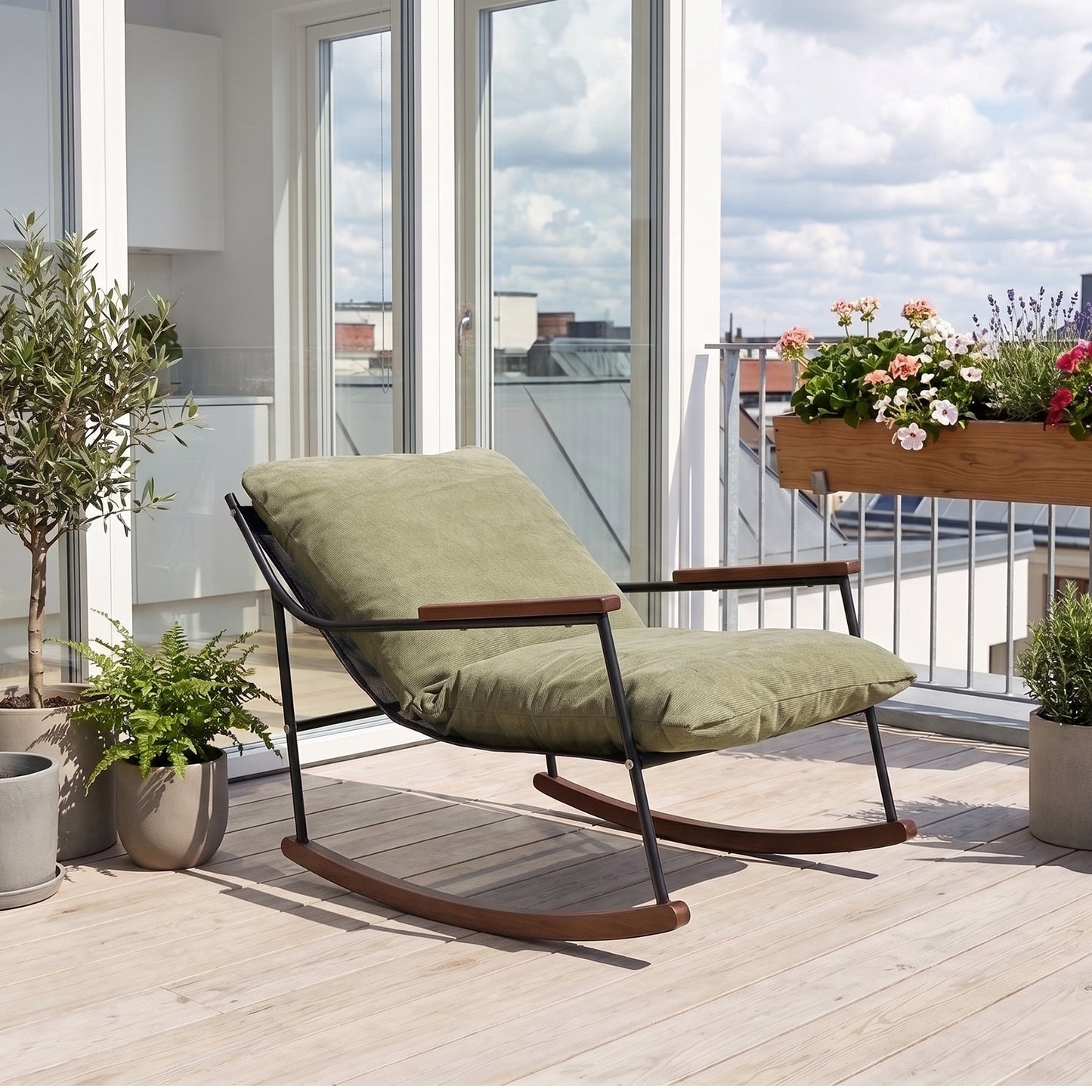 Green Rocking Chair with Cushion