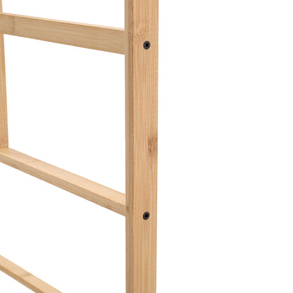 Bamboo Clothes Rack with Bottom Shelf Shoe Clothing Organizer