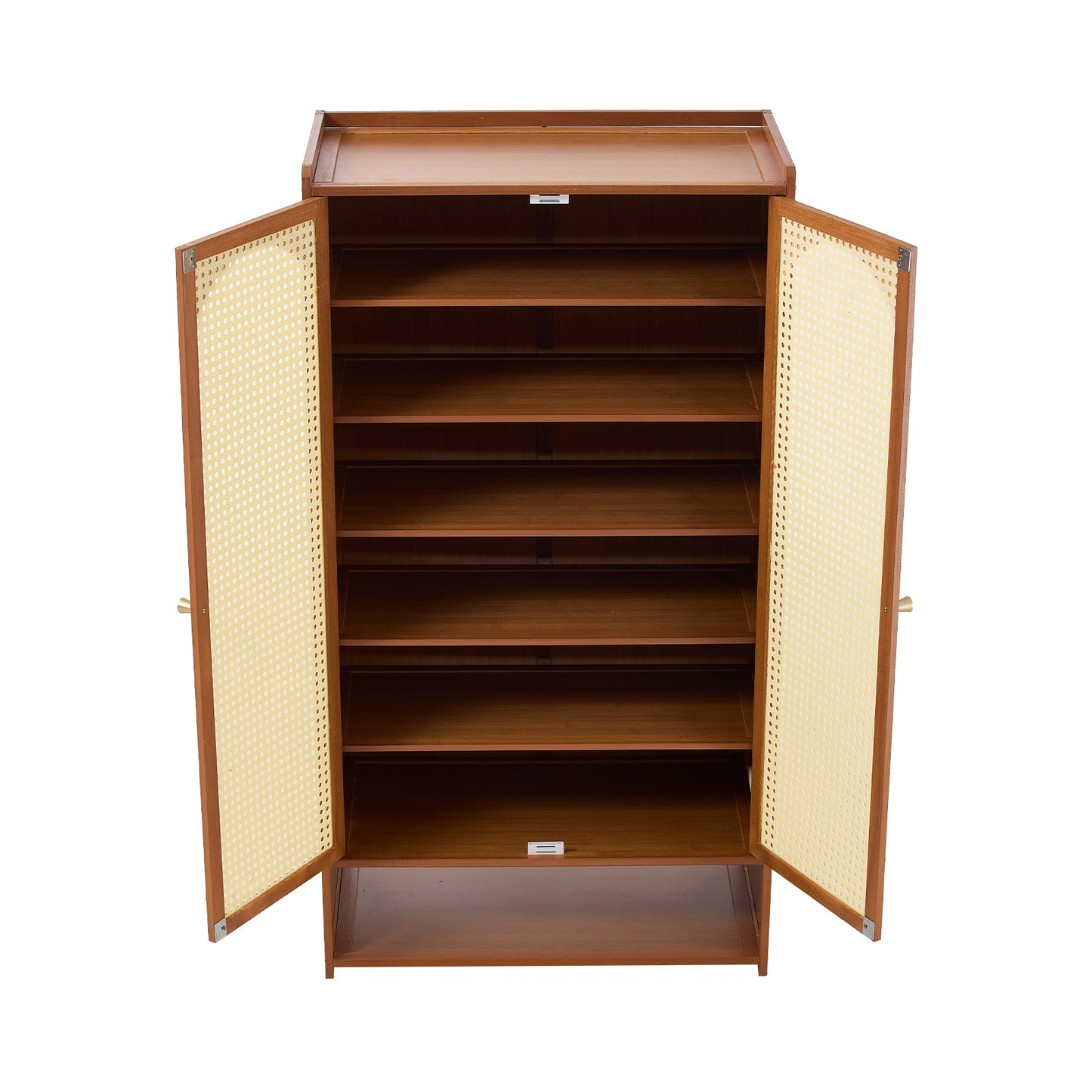111CM H Modern Shoe Storage Cabinet with Rattan-Effect Doors