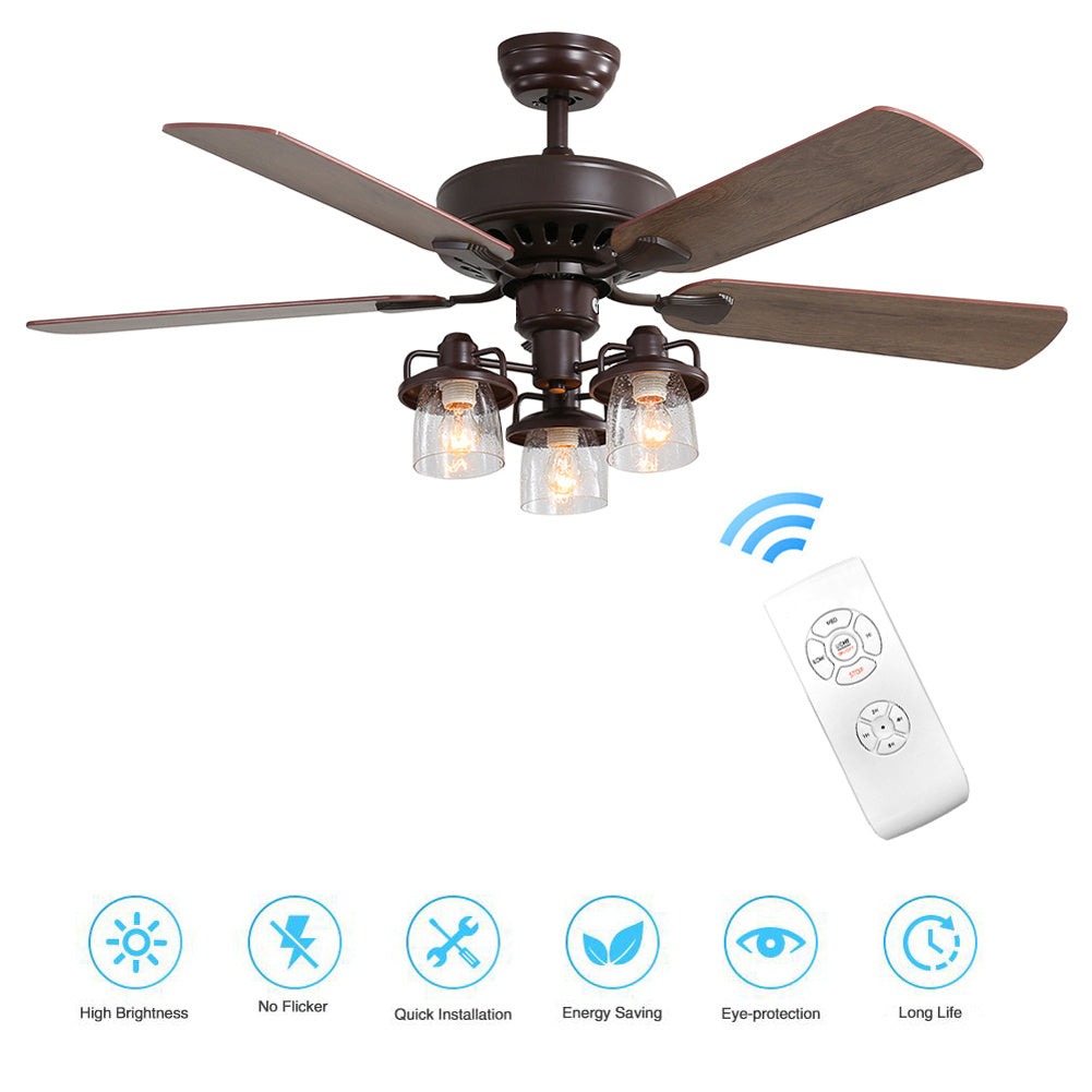 5-Blade Ceiling Fan Light with Remote