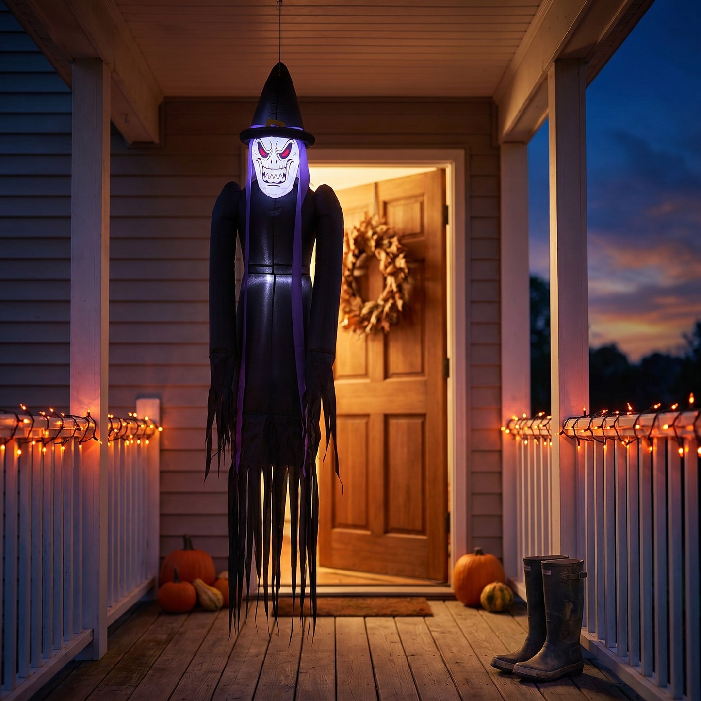 182cm Blow-Up Halloween Scary Witch Inflatable Decoration with Built-in LED Lights