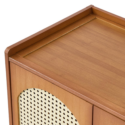 Modern Shoe Storage Cabinet with Rattan-Effect 4 Doors