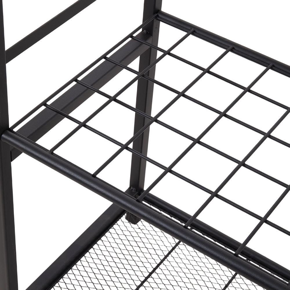 Metal Garden Tool Storage Rack with Two Tier Shelves
