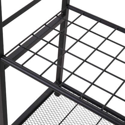 Metal Garden Tool Storage Rack with Two Tier Shelves