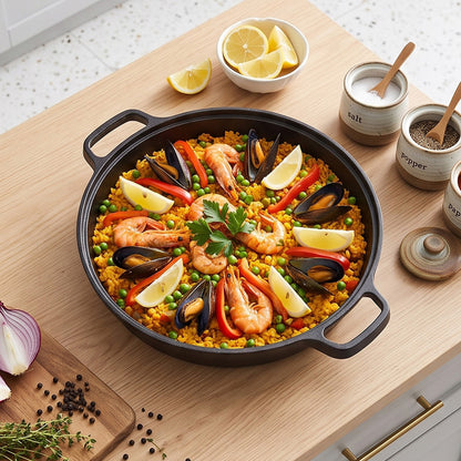 Deep Pre-Seasoned Cast Iron Skillet with Dual Handles
