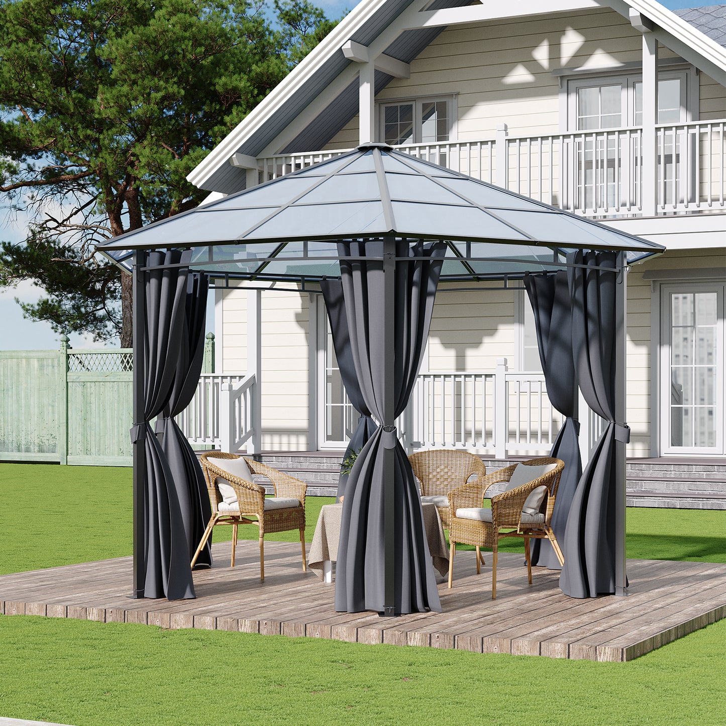 Dark Grey Aluminum & Steel Hexagonal Polycarbonate Canopy