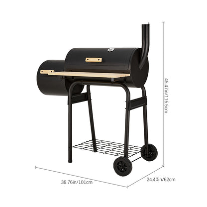 Portable Outdoor Charcoal BBQ Grill with Offset Smoker