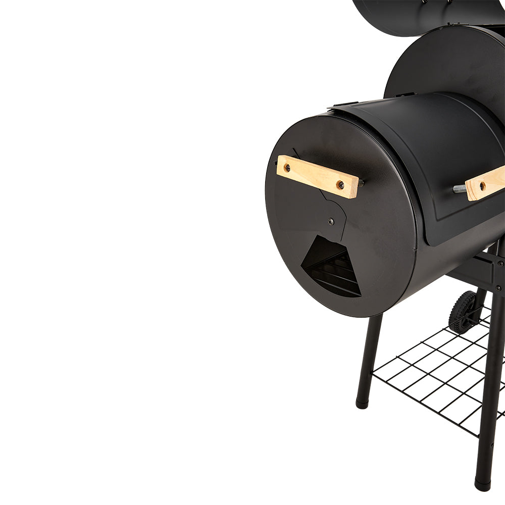 Portable Outdoor Charcoal BBQ Grill with Offset Smoker