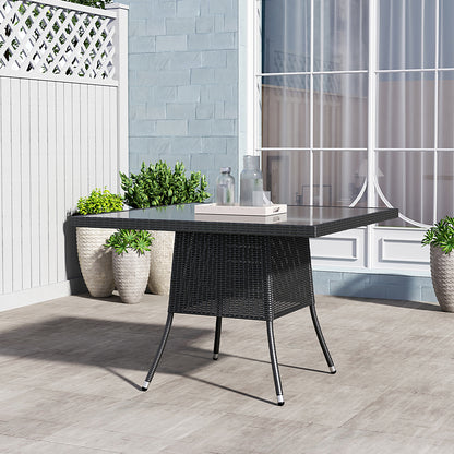 Brown/Black Outdoor Table with Parasol Hole