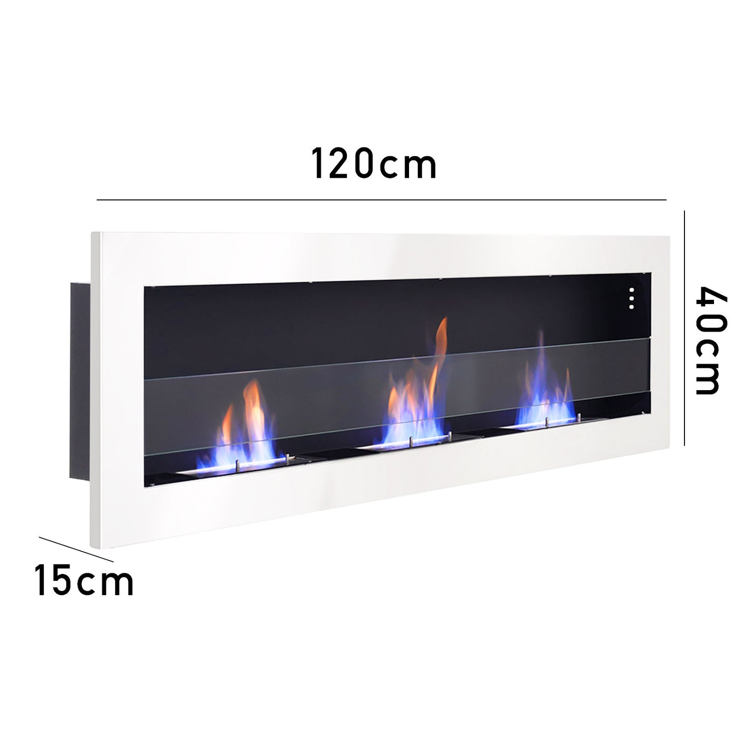 Wall Mounted Stainless Steel Recessed Ethanol Fireplace with Adjustable Flames