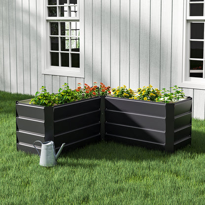 Outdoor Metal L-Shaped Raised Garden Bed