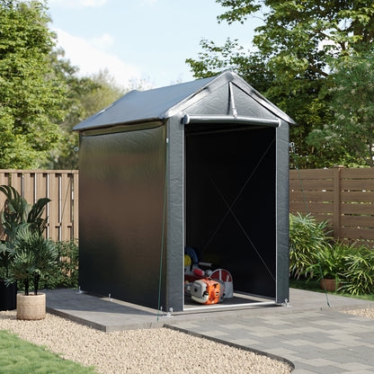 Dark Grey Outdoor Storage Shelter with Waterproof PE Cover