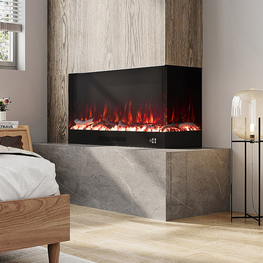 Modern Recessed Electric Fireplace with Remote