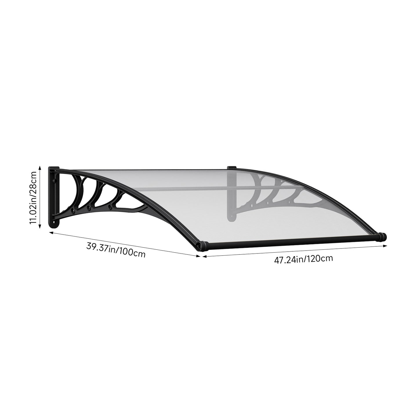 Transparent Outdoor Door Canopy Window Awning with Drainage Channel