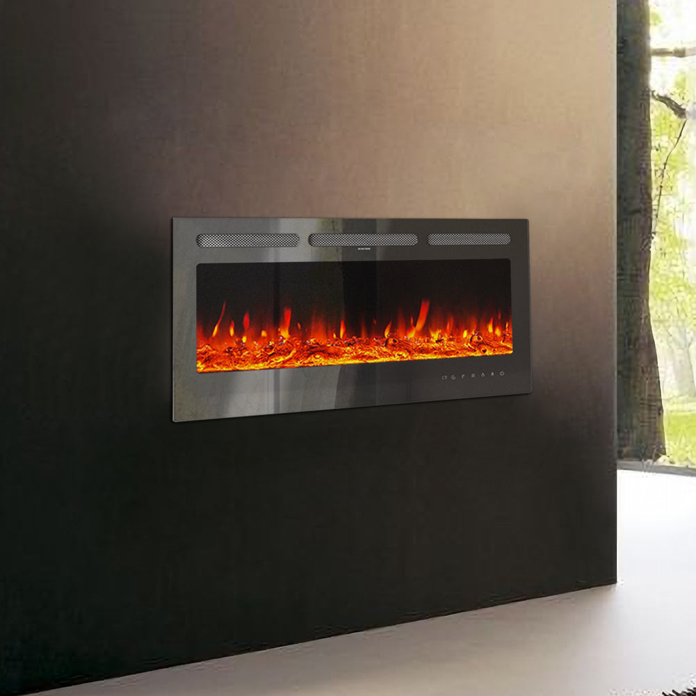 Insert/Wall Mounted Electric Fireplace Adjustable Flame with Remote