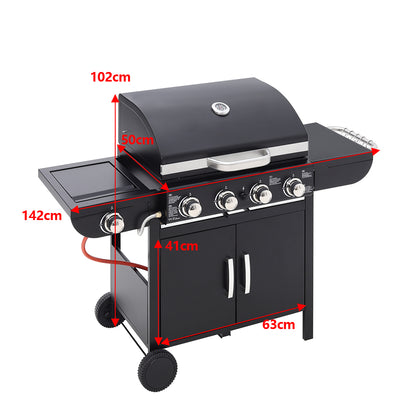 Garden Gas Grill BBQ with 5 Burners and Wheels
