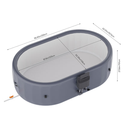 255cm x 71cm Grey Inflatable Hot Tub with Bubble Massage