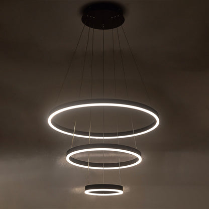 Modern 3 Ring Aluminum Round Hanging LED Pendant Light