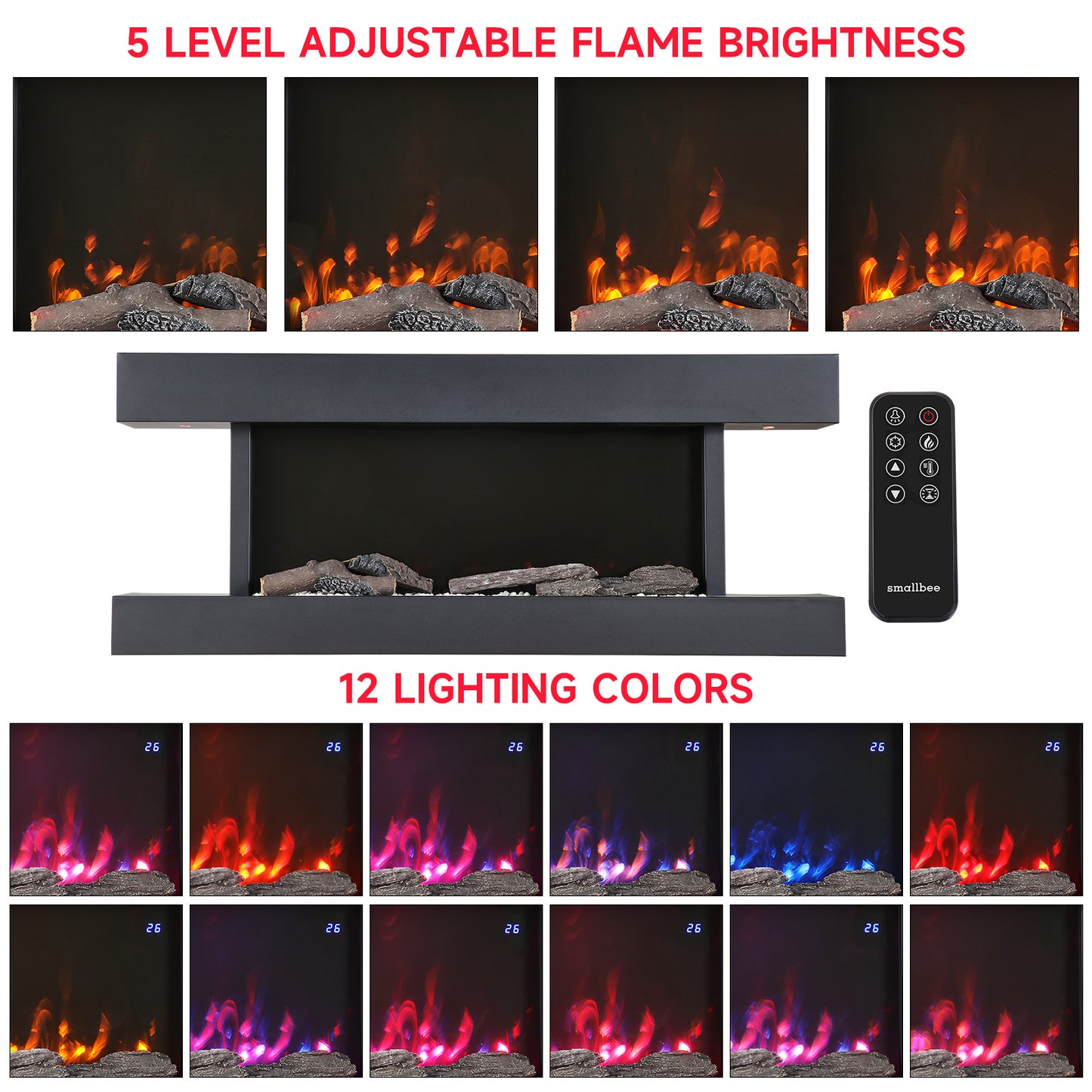 52inch Wall Mounted Electric Fireplace with Remote Control