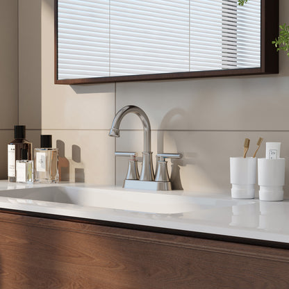 Double Handle Bathroom Sink Faucet with Drainer