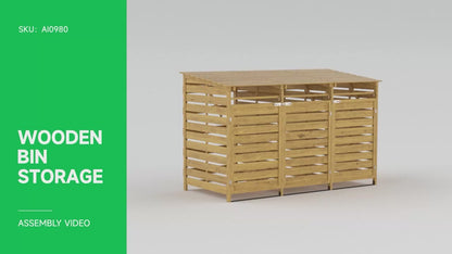 Outdoor Spruce Wood Trash Can Storage Shed