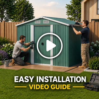 Steel Garden Storage Shed with Gabled Roof Top