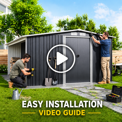 Garden Metal Storage Shed with Log Storage
