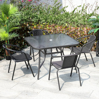 Patio Table Garden Coffee Table Rectangle Dining Table with the Umbrella Stand Hole Garden Dining Table   