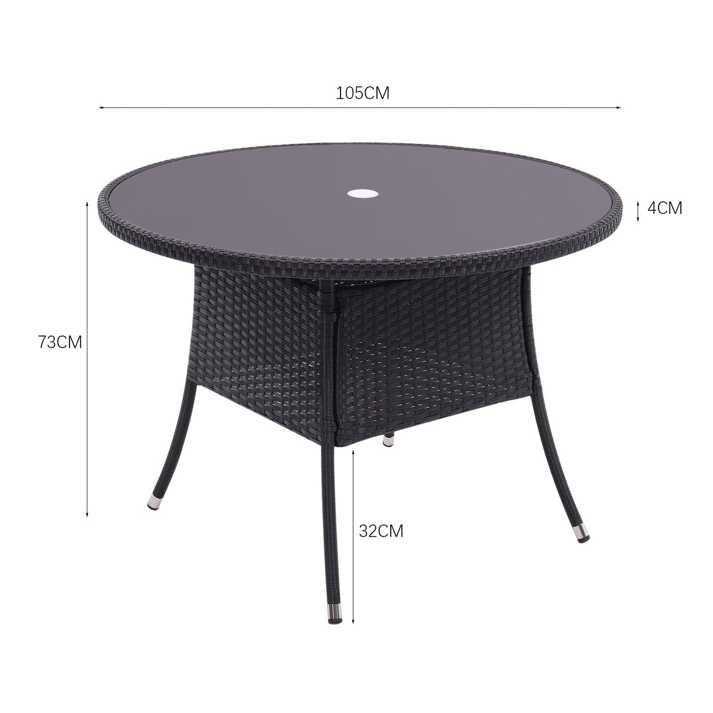105cm Round/ Square Coffee Table Bistro Outdoor Garden Patio Tables & Parasol Hole Garden Dining Table   