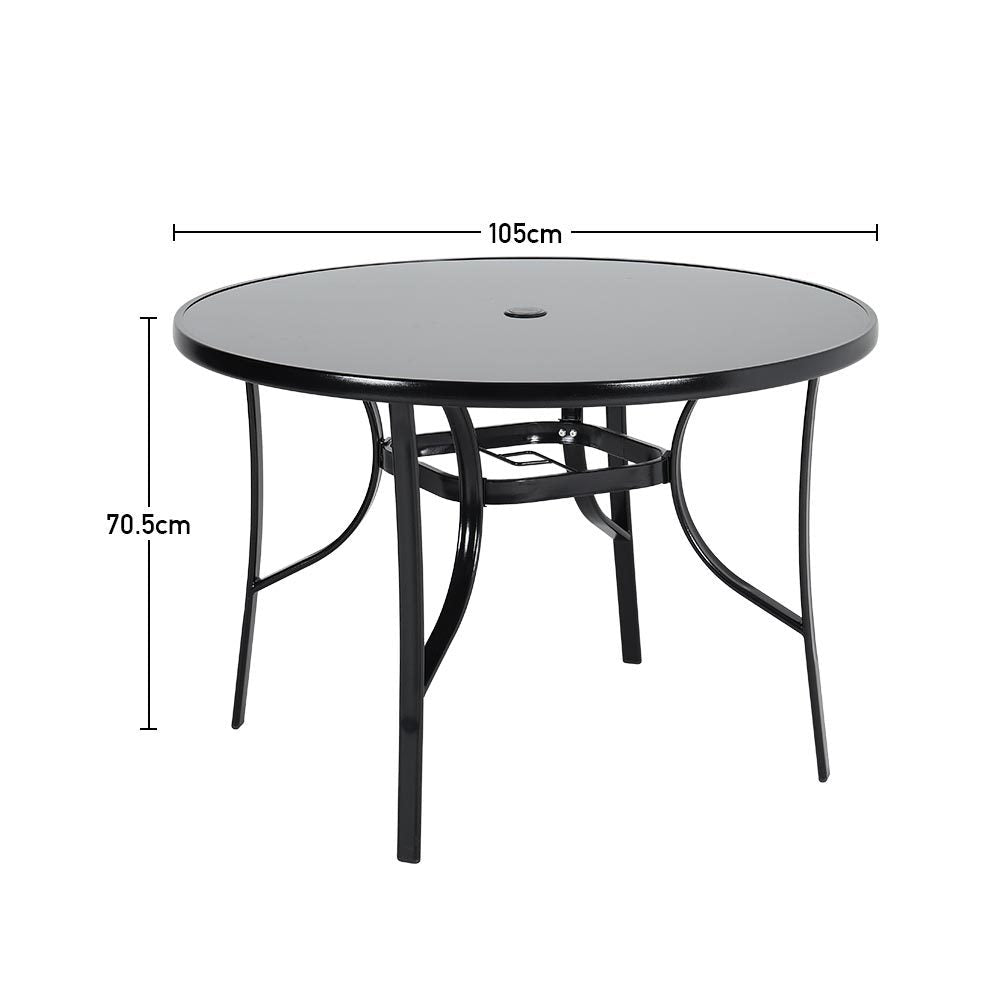 Outdoor Round Dining Set Tempered Glass Table and Rattan Chairs GARDEN DINING SETS   